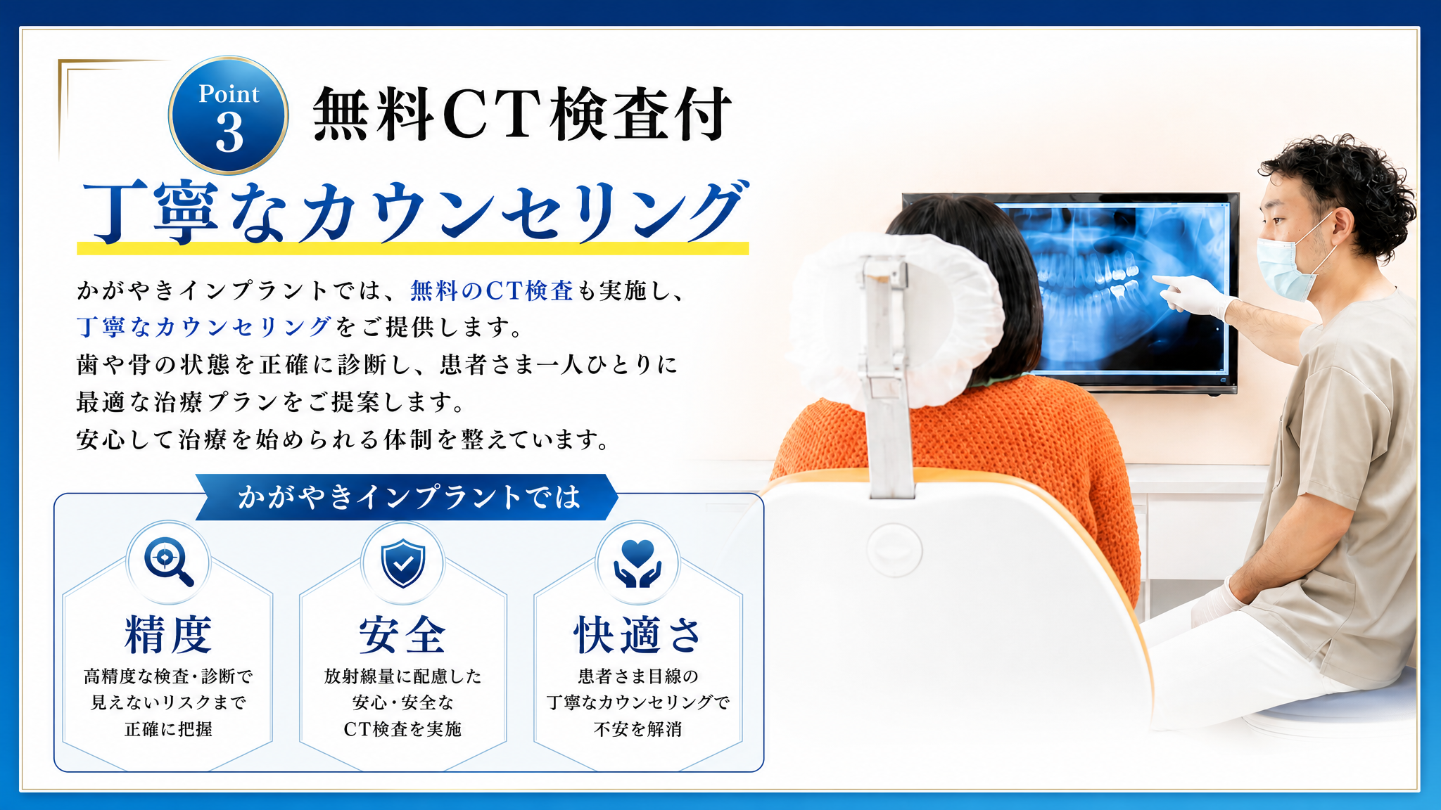 Point3 無料CT検査付きの丁寧なカウンセリング